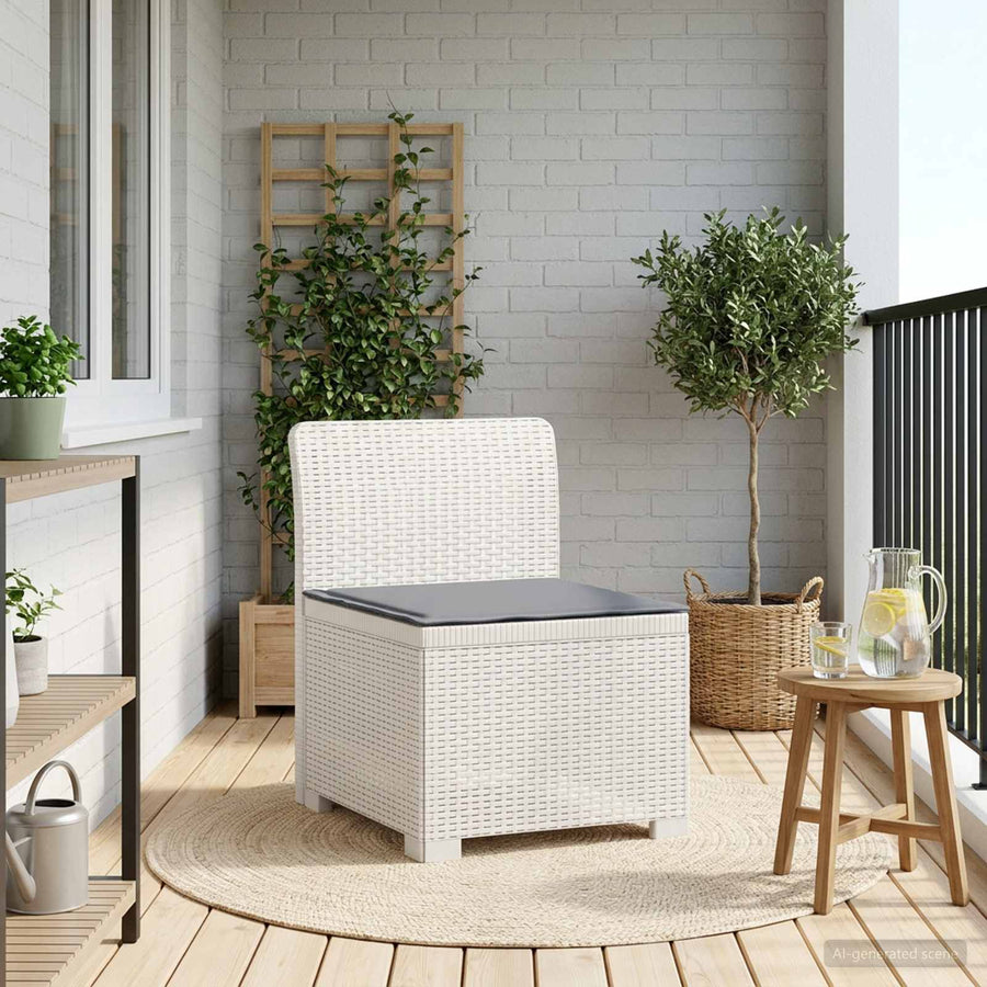 Eénpersoons Tuinbank met Kussen Rattan Look PP Wit