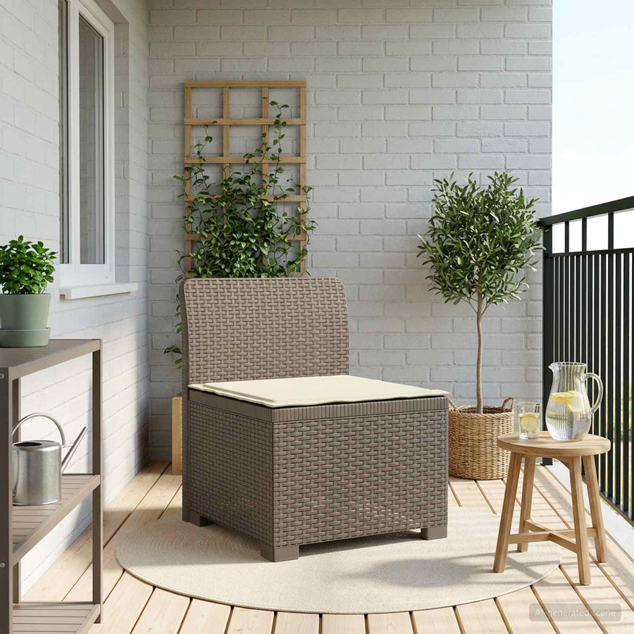 Eénpersoons Tuinbank met Kussen Rattan Look PP Lichtgrijs