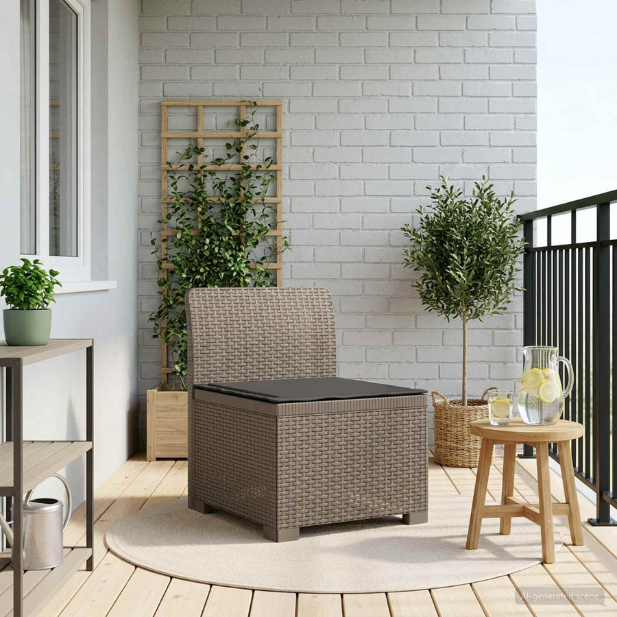 Eénpersoons Tuinbank met Kussen Rattan Look PP Lichtgrijs
