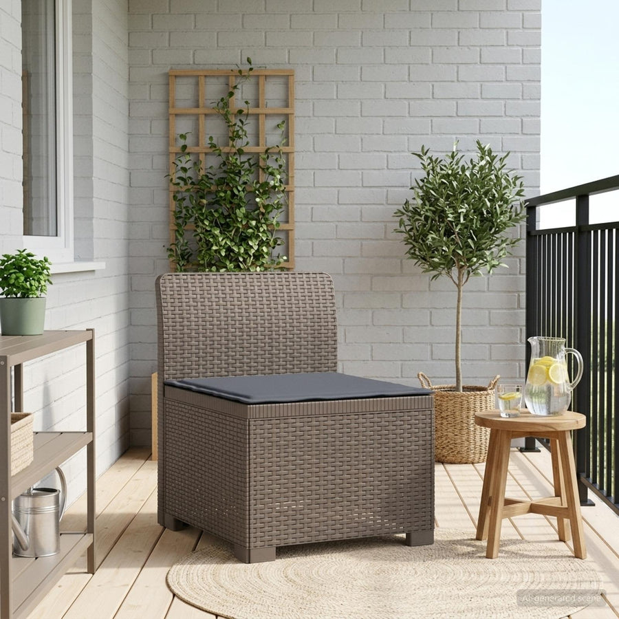 Eénpersoons Tuinbank met Kussen Rattan Look PP Lichtgrijs