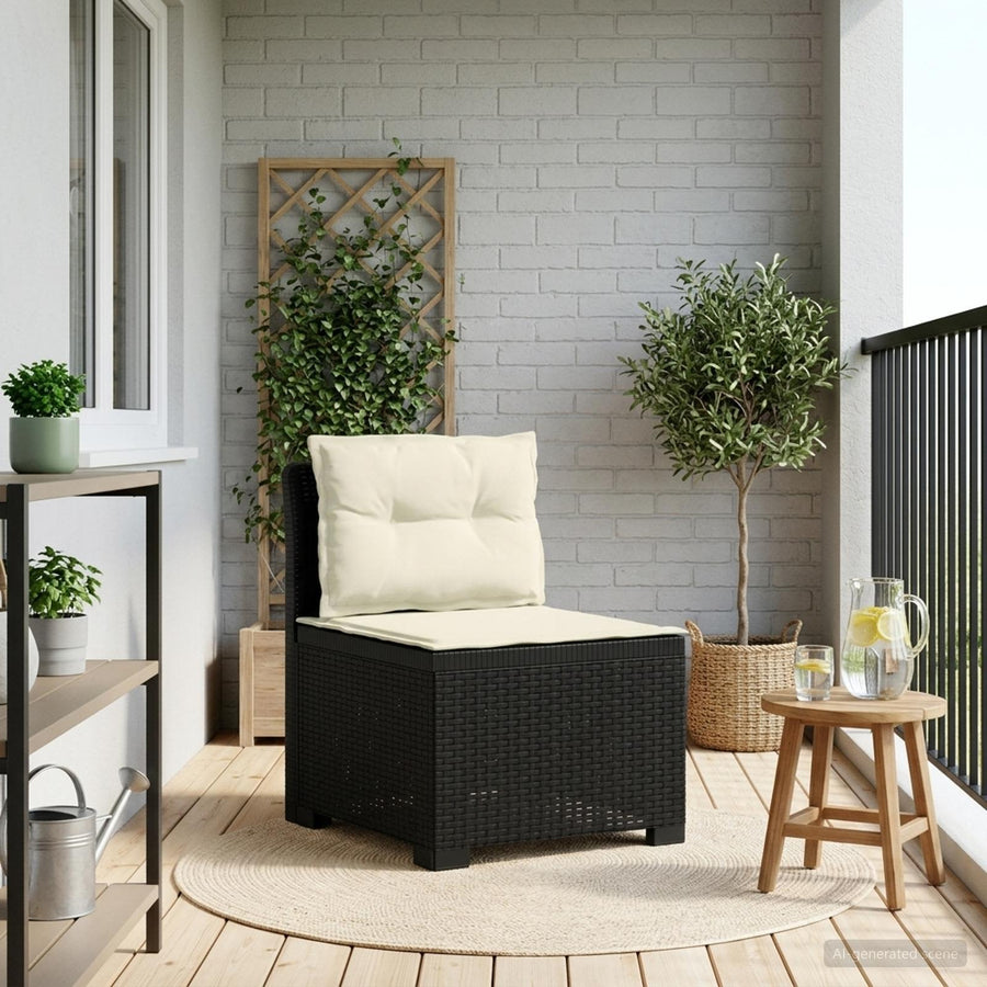 Eénpersoons Tuinbank met Kussens Rattan Look PP Antraciet