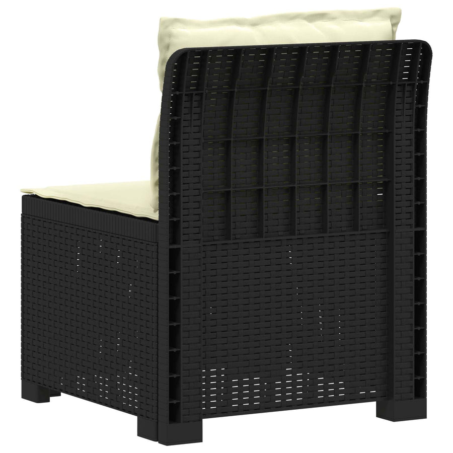 Eénpersoons Tuinbank met Kussens Rattan Look PP Antraciet
