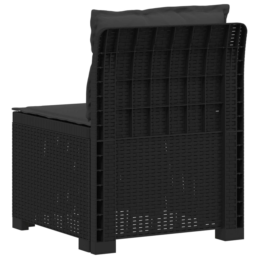 Eénpersoons Tuinbank met Kussens Rattan Look PP Antraciet