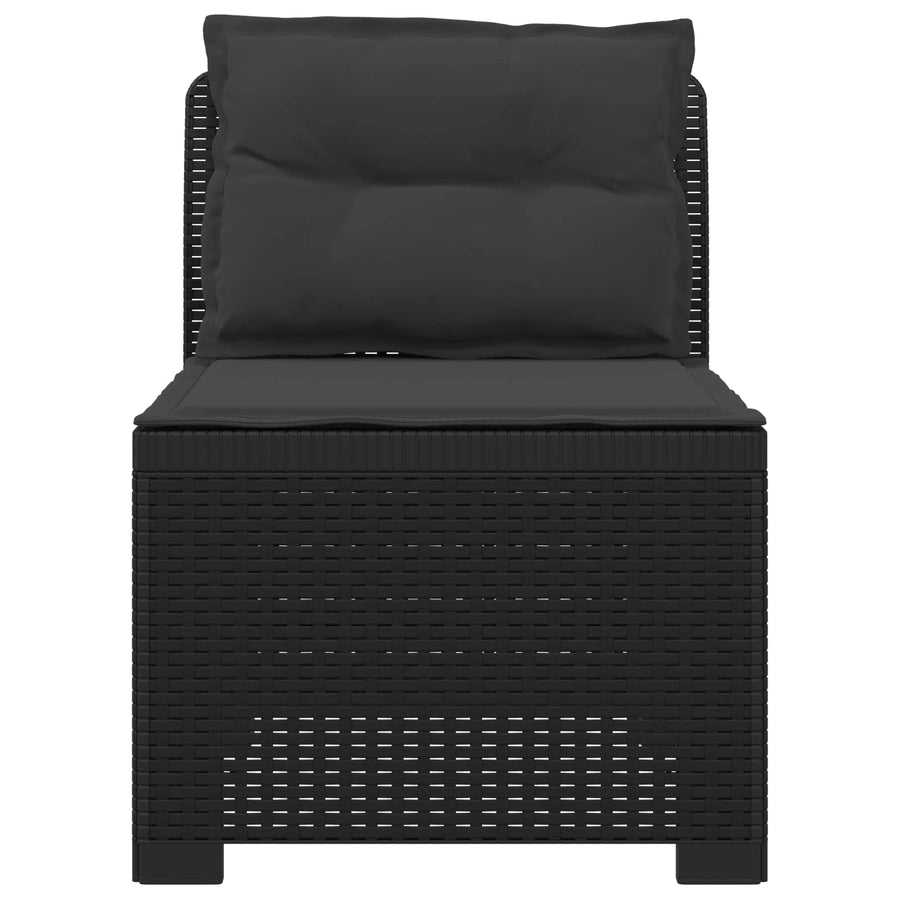 Eénpersoons Tuinbank met Kussens Rattan Look PP Antraciet
