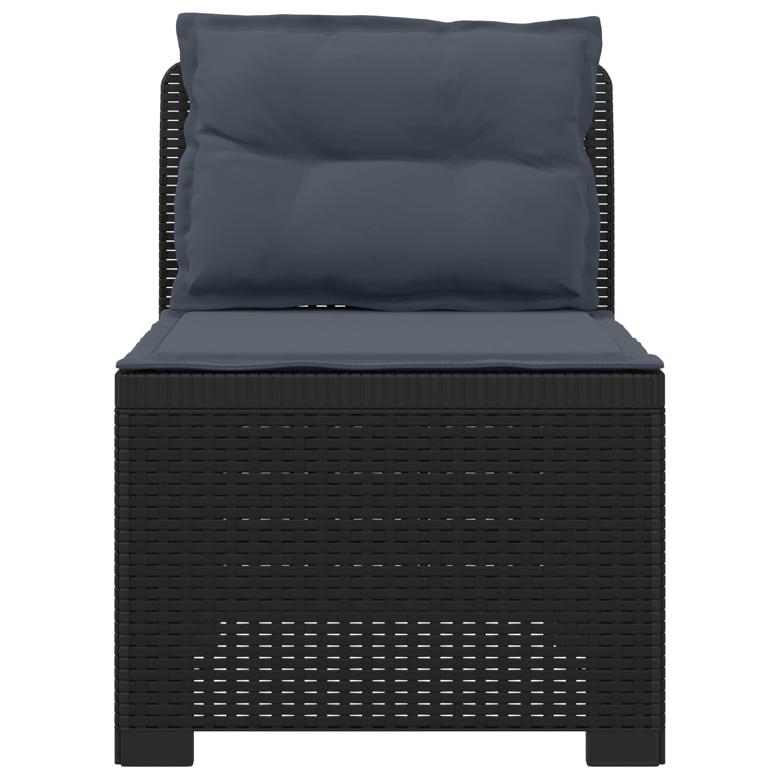 Eénpersoons Tuinbank met Kussens Rattan Look PP Antraciet