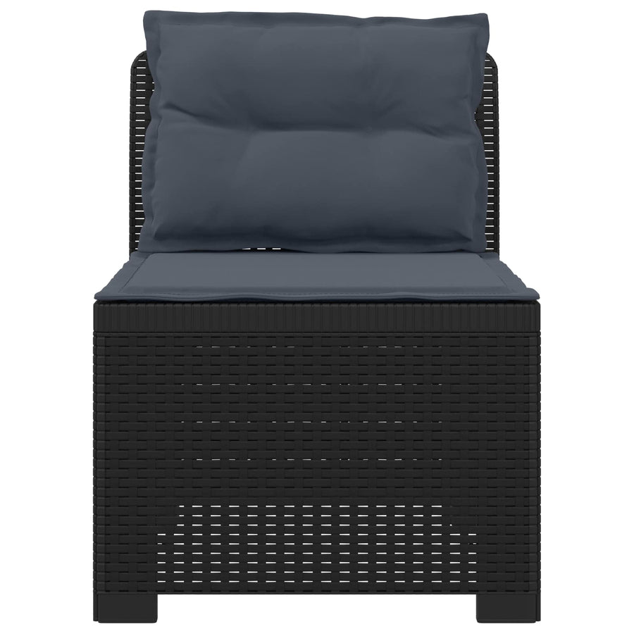Eénpersoons Tuinbank met Kussens Rattan Look PP Antraciet