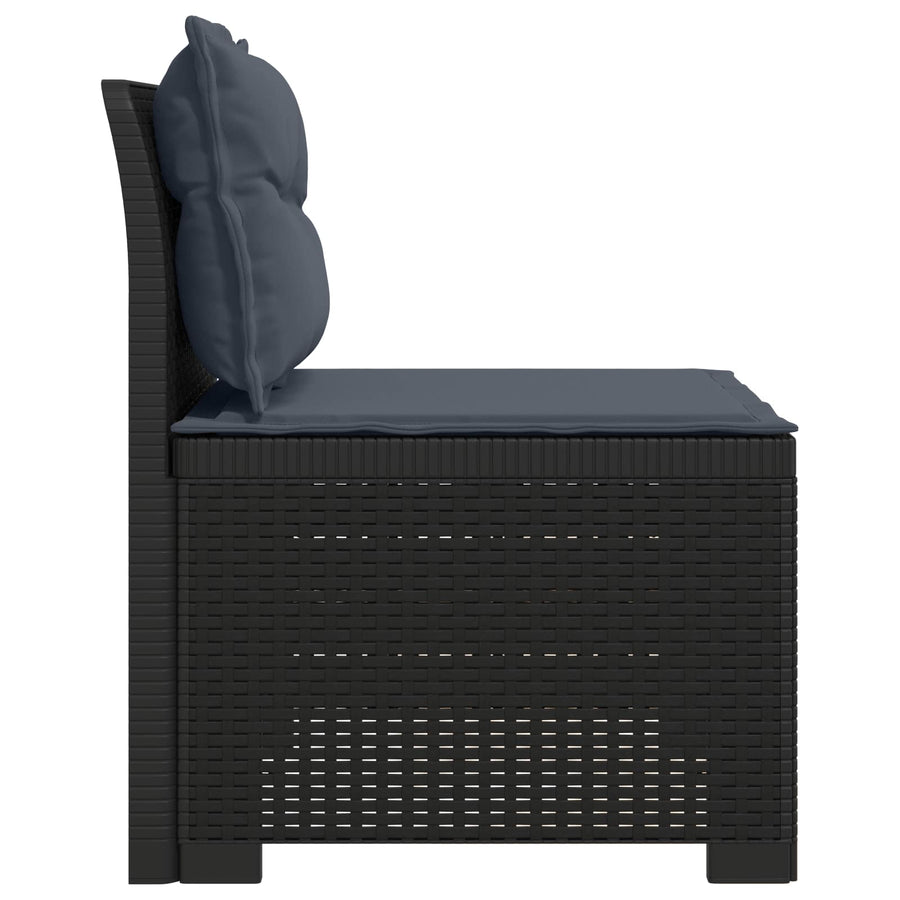 Eénpersoons Tuinbank met Kussens Rattan Look PP Antraciet