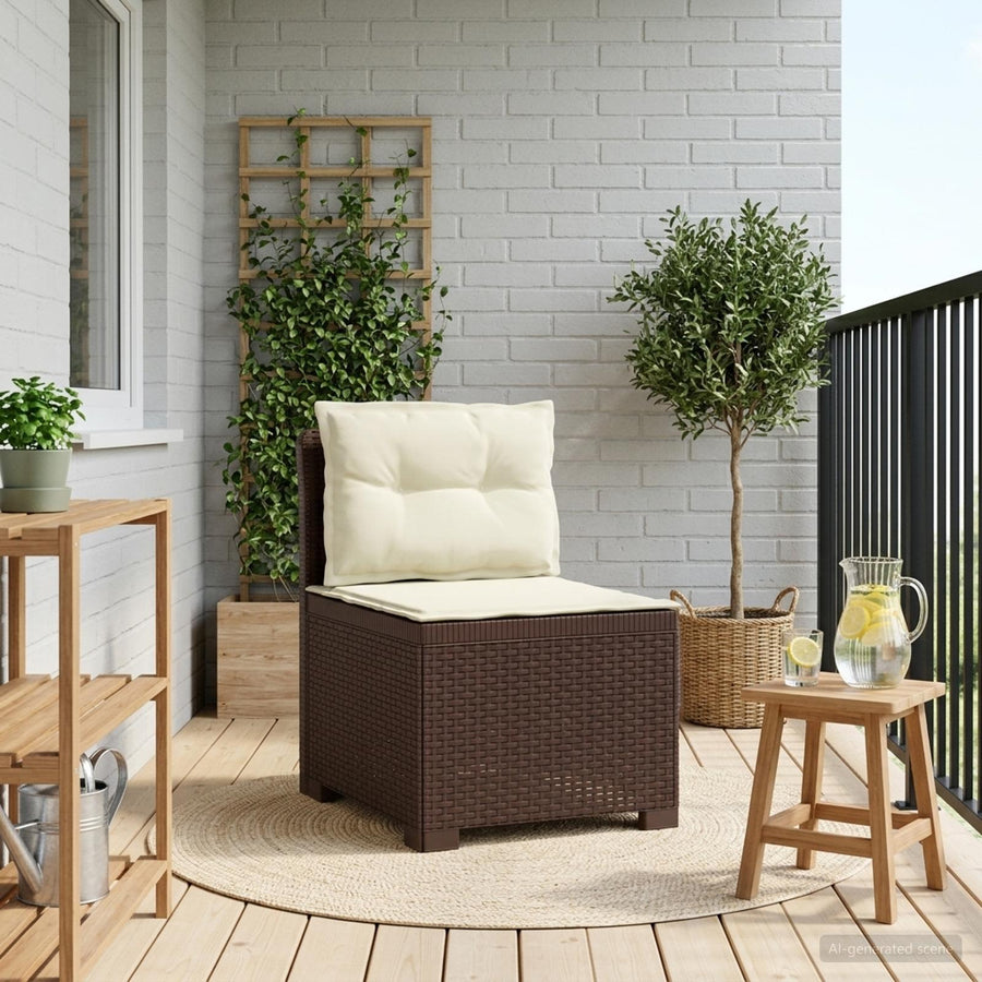 Eénpersoons Tuinbank met Kussens Rattan Look PP Bruin