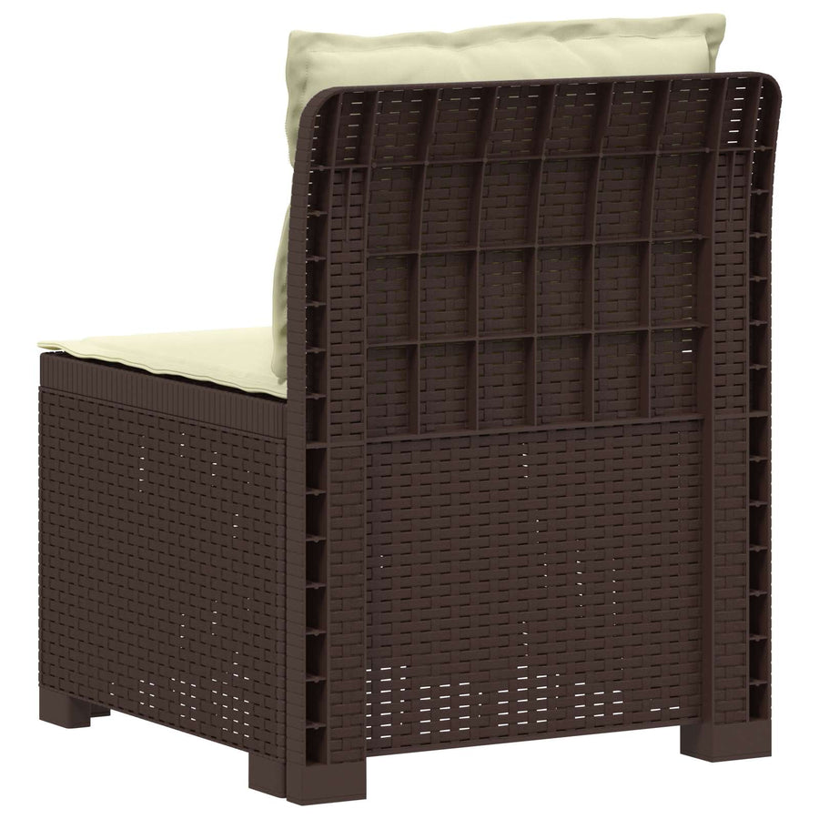 Eénpersoons Tuinbank met Kussens Rattan Look PP Bruin