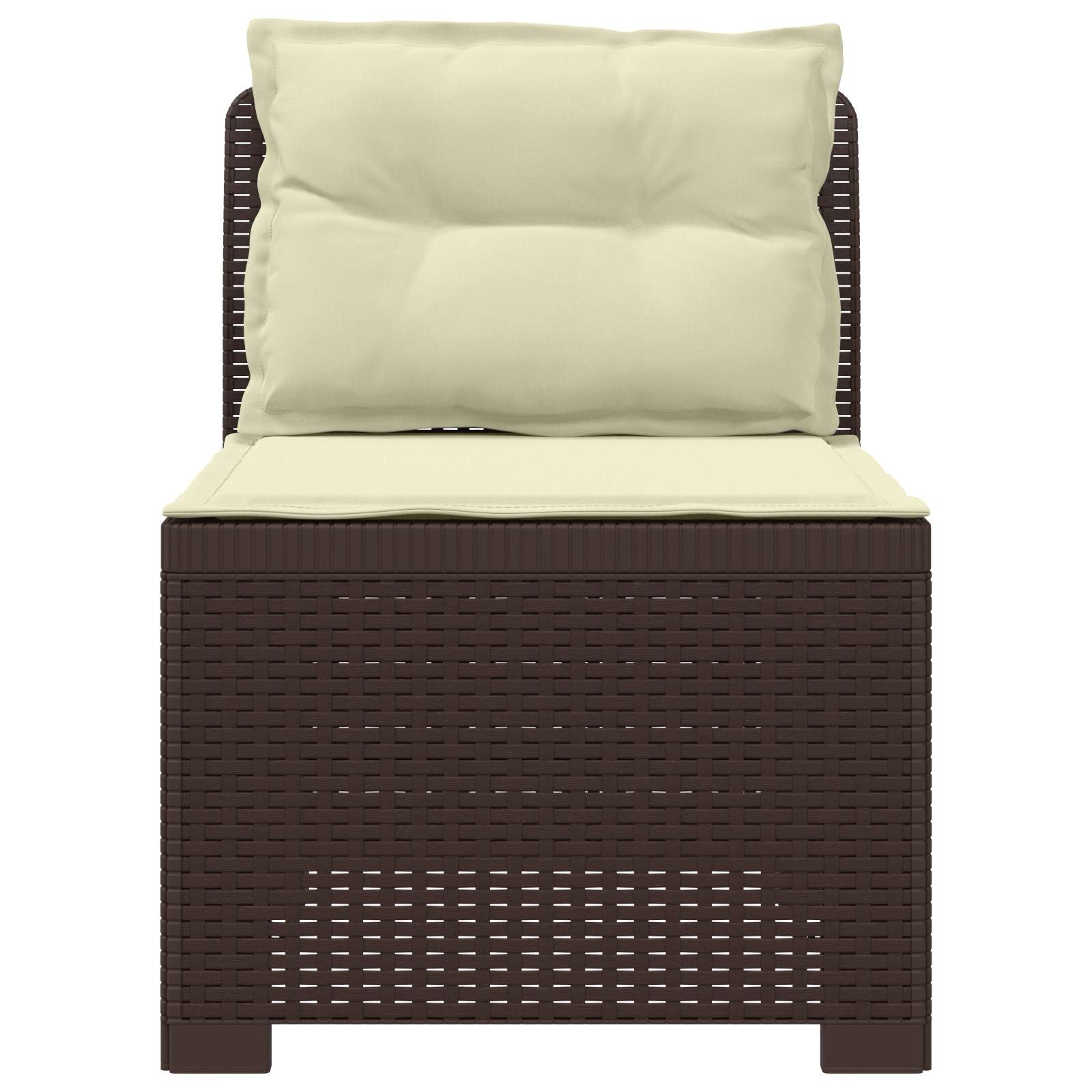 Eénpersoons Tuinbank met Kussens Rattan Look PP Bruin