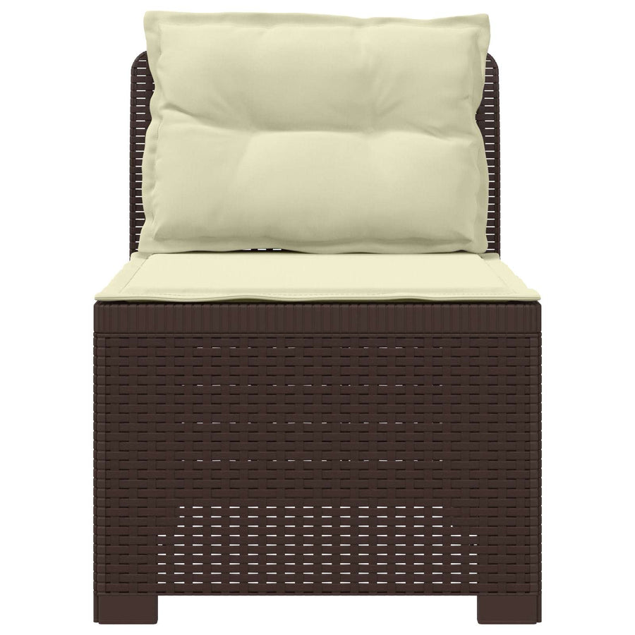 Eénpersoons Tuinbank met Kussens Rattan Look PP Bruin
