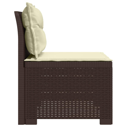 Eénpersoons Tuinbank met Kussens Rattan Look PP Bruin