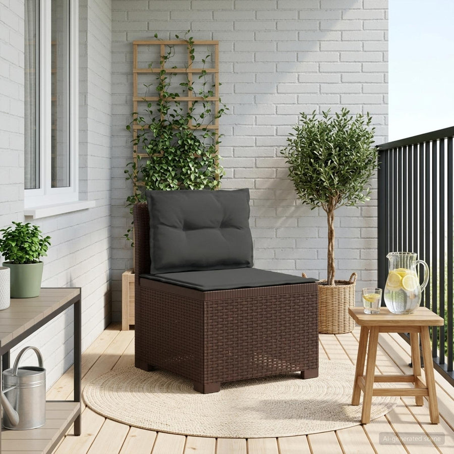 Eénpersoons Tuinbank met Kussens Rattan Look PP Bruin