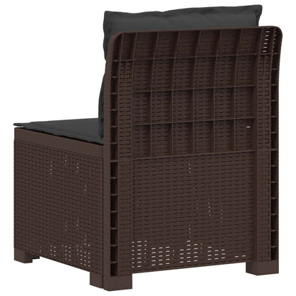 Eénpersoons Tuinbank met Kussens Rattan Look PP Bruin