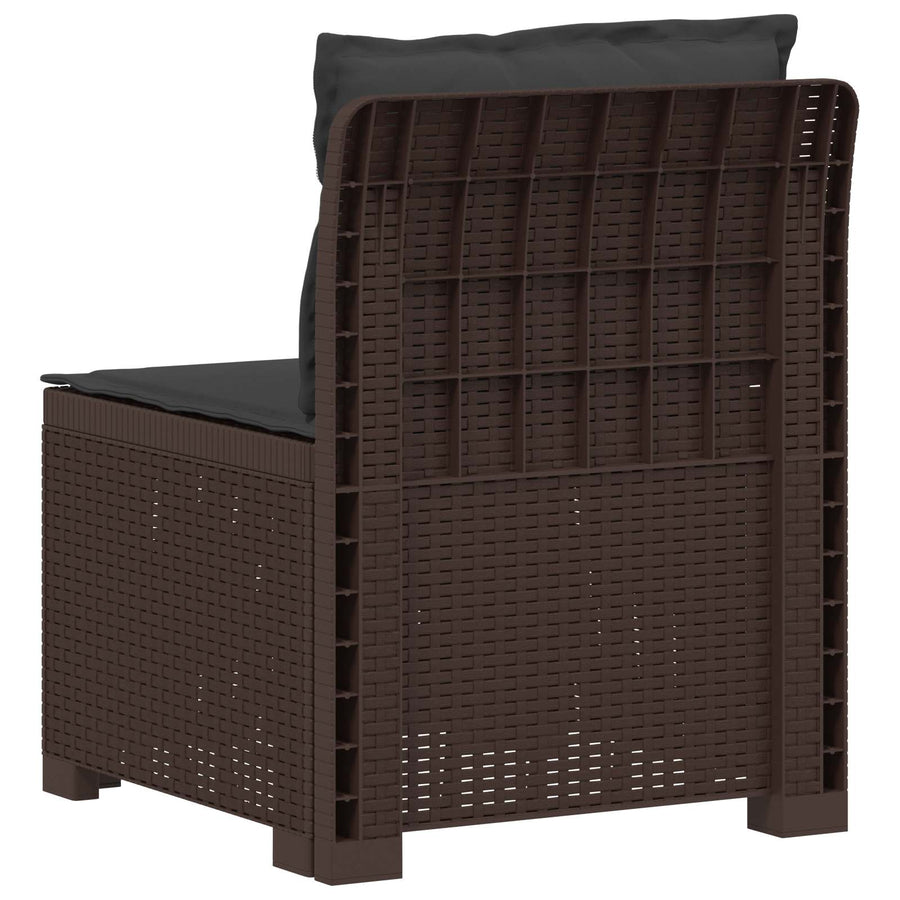 Eénpersoons Tuinbank met Kussens Rattan Look PP Bruin