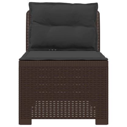 Eénpersoons Tuinbank met Kussens Rattan Look PP Bruin
