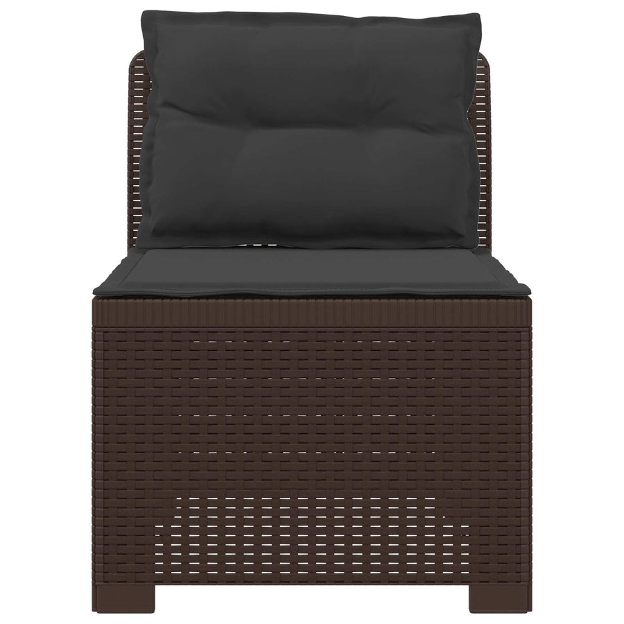 Eénpersoons Tuinbank met Kussens Rattan Look PP Bruin