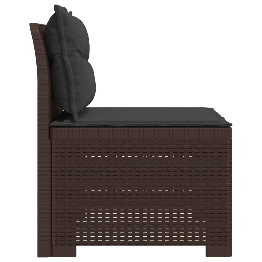 Eénpersoons Tuinbank met Kussens Rattan Look PP Bruin