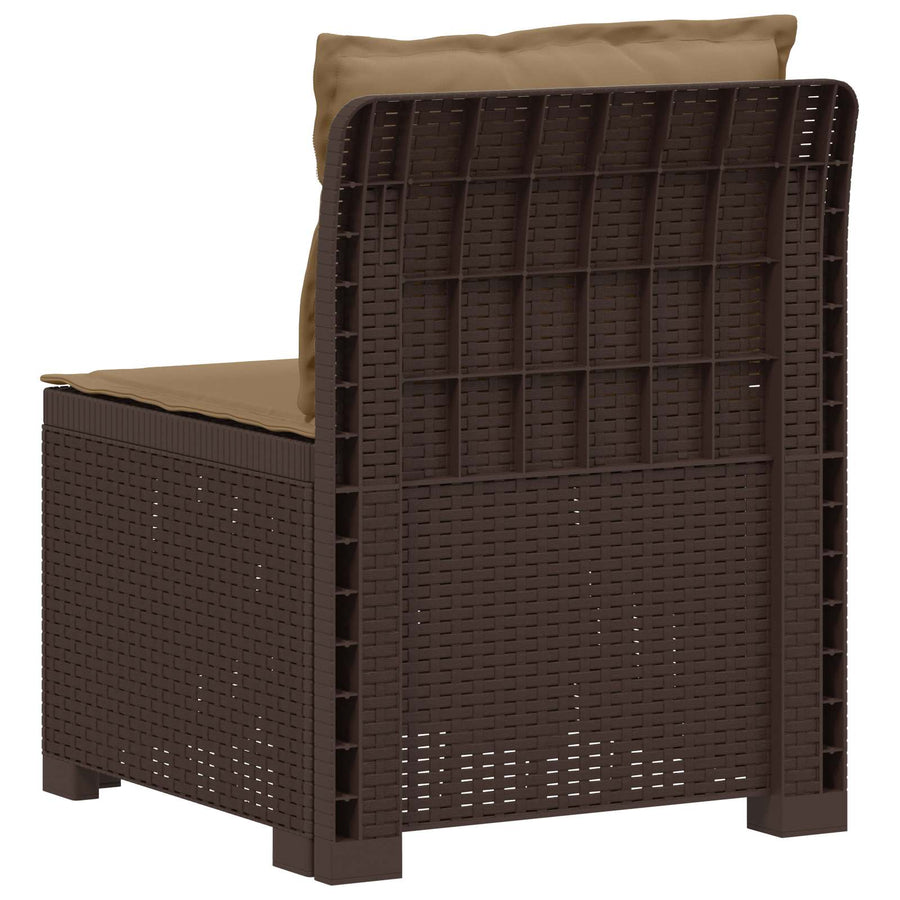 Eénpersoons Tuinbank met Kussens Rattan Look PP Bruin
