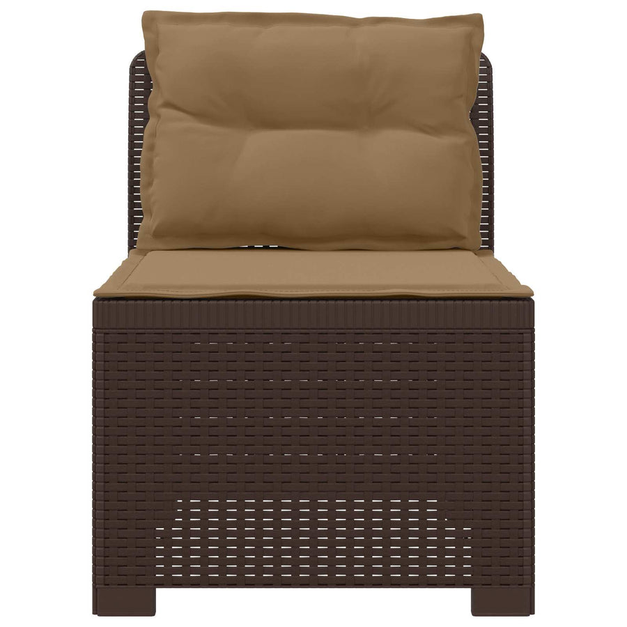 Eénpersoons Tuinbank met Kussens Rattan Look PP Bruin