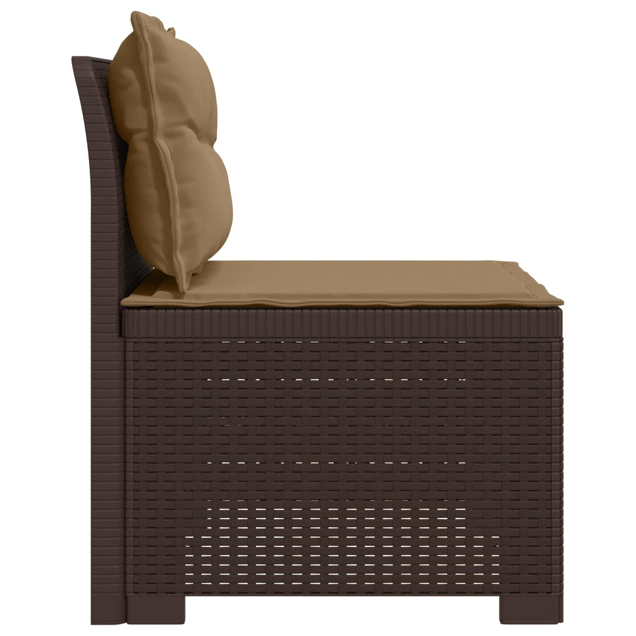 Eénpersoons Tuinbank met Kussens Rattan Look PP Bruin