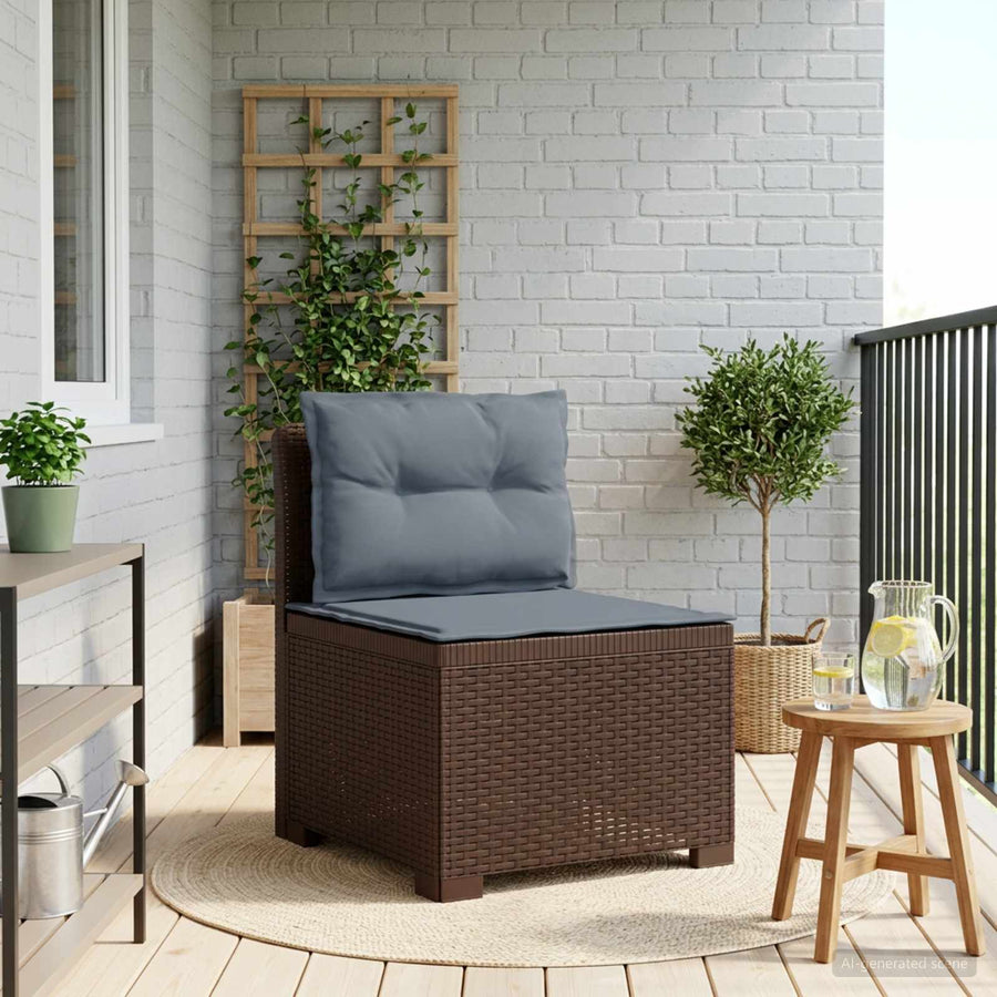 Eénpersoons Tuinbank met Kussens Rattan Look PP Bruin