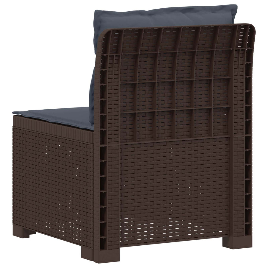 Eénpersoons Tuinbank met Kussens Rattan Look PP Bruin