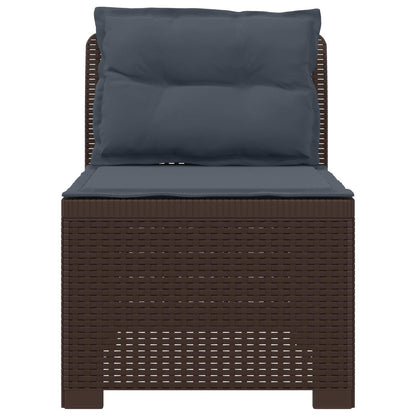 Eénpersoons Tuinbank met Kussens Rattan Look PP Bruin