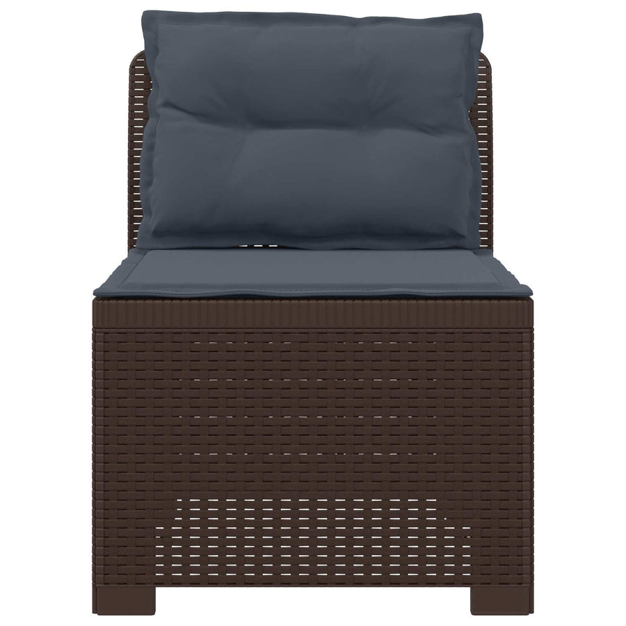Eénpersoons Tuinbank met Kussens Rattan Look PP Bruin