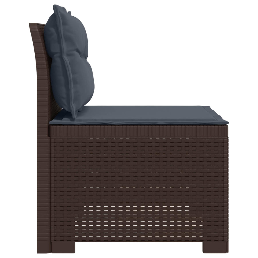 Eénpersoons Tuinbank met Kussens Rattan Look PP Bruin
