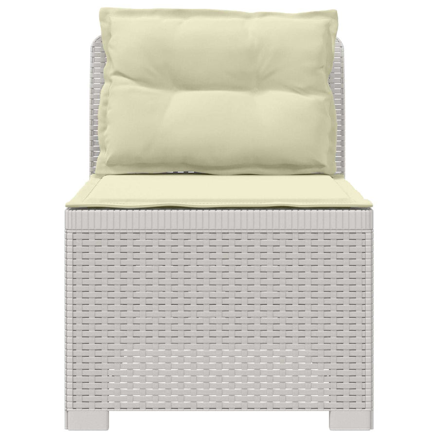 Eénpersoons Tuinbank met Kussens Rattan Look PP Wit