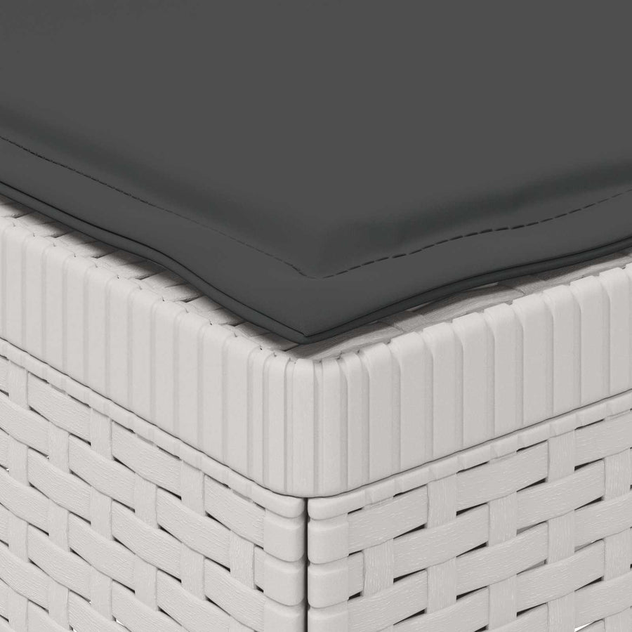 Eénpersoons Tuinbank met Kussens Rattan Look PP Wit