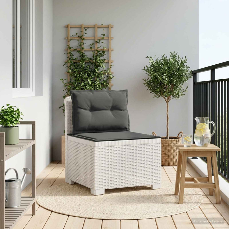 Eénpersoons Tuinbank met Kussens Rattan Look PP Wit