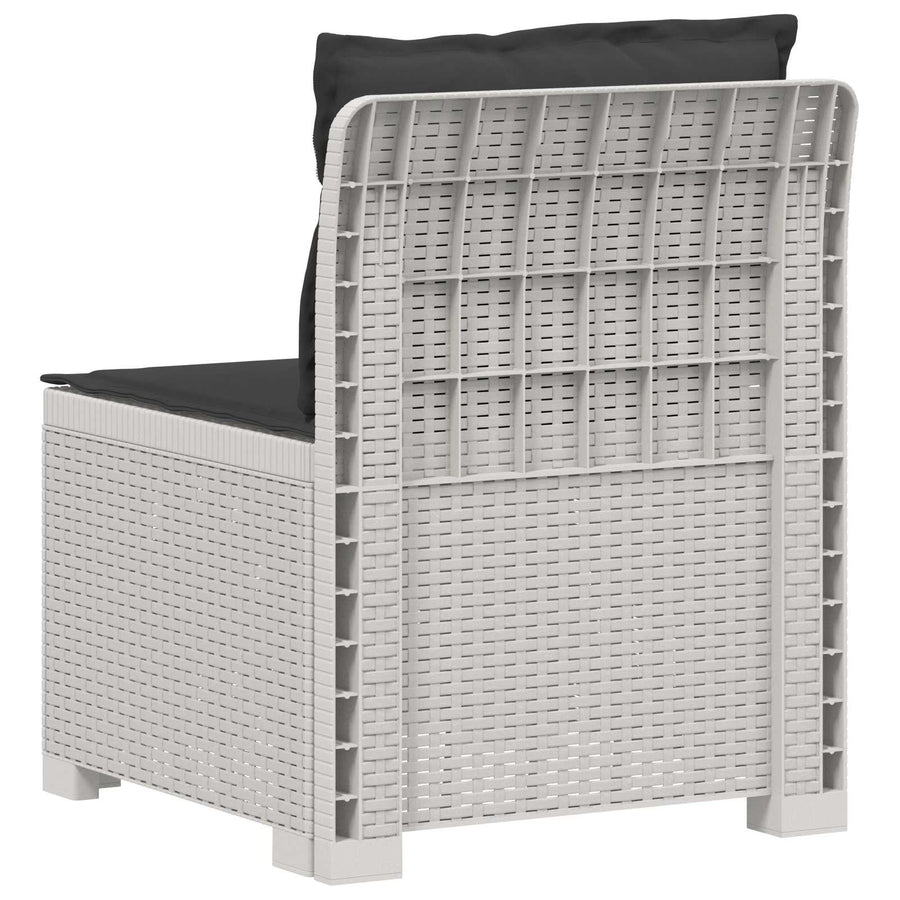 Eénpersoons Tuinbank met Kussens Rattan Look PP Wit