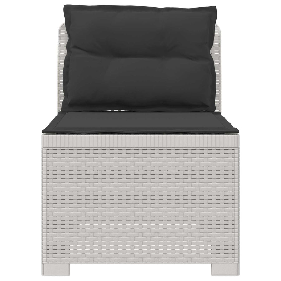 Eénpersoons Tuinbank met Kussens Rattan Look PP Wit