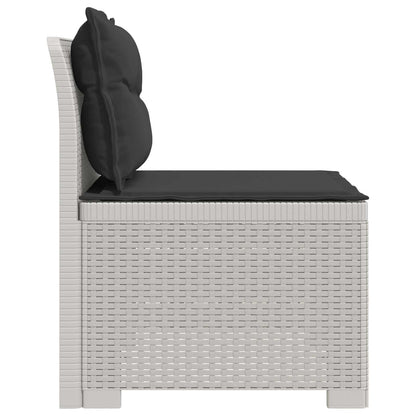 Eénpersoons Tuinbank met Kussens Rattan Look PP Wit