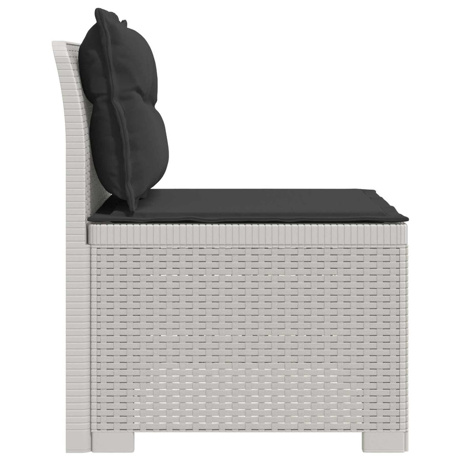 Eénpersoons Tuinbank met Kussens Rattan Look PP Wit