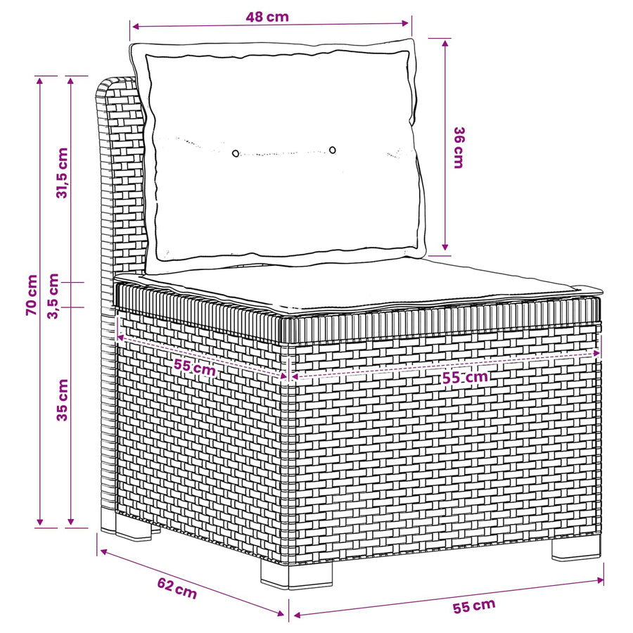 Eénpersoons Tuinbank met Kussens Rattan Look PP Wit
