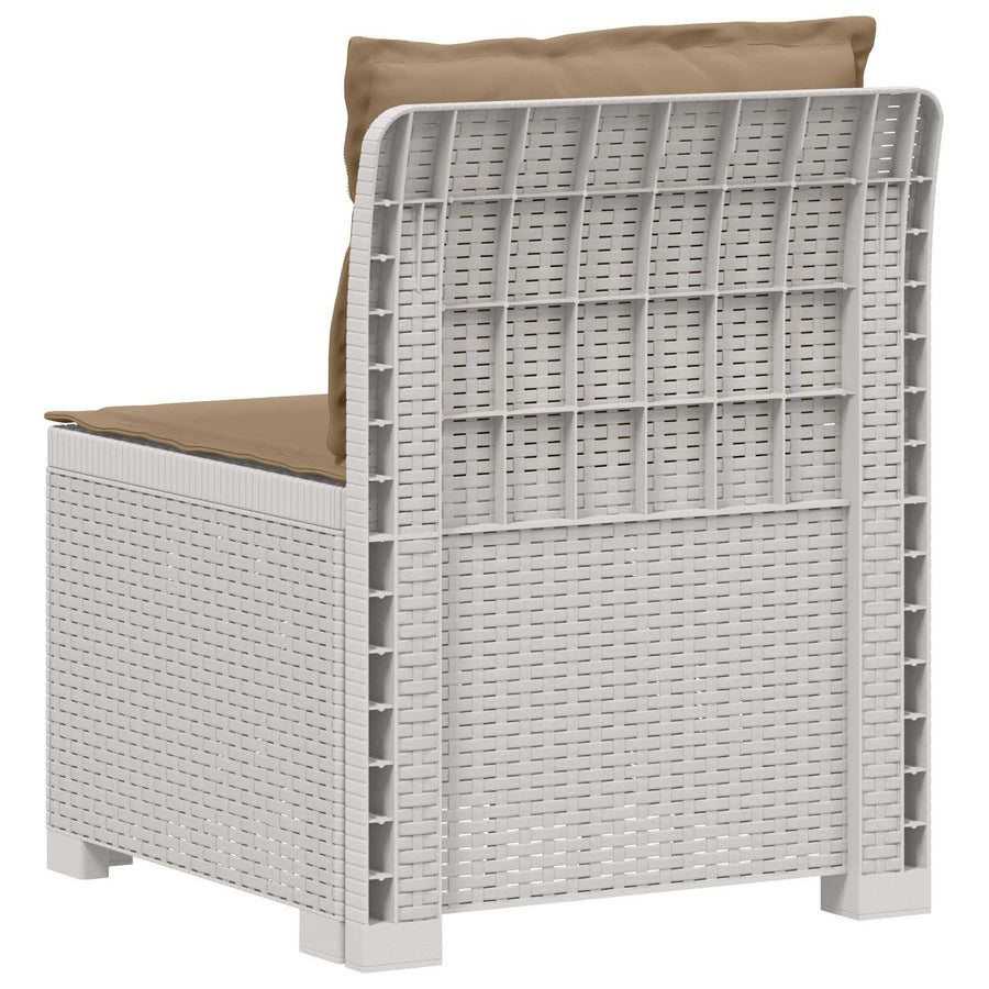 Eénpersoons Tuinbank met Kussens Rattan Look PP Wit