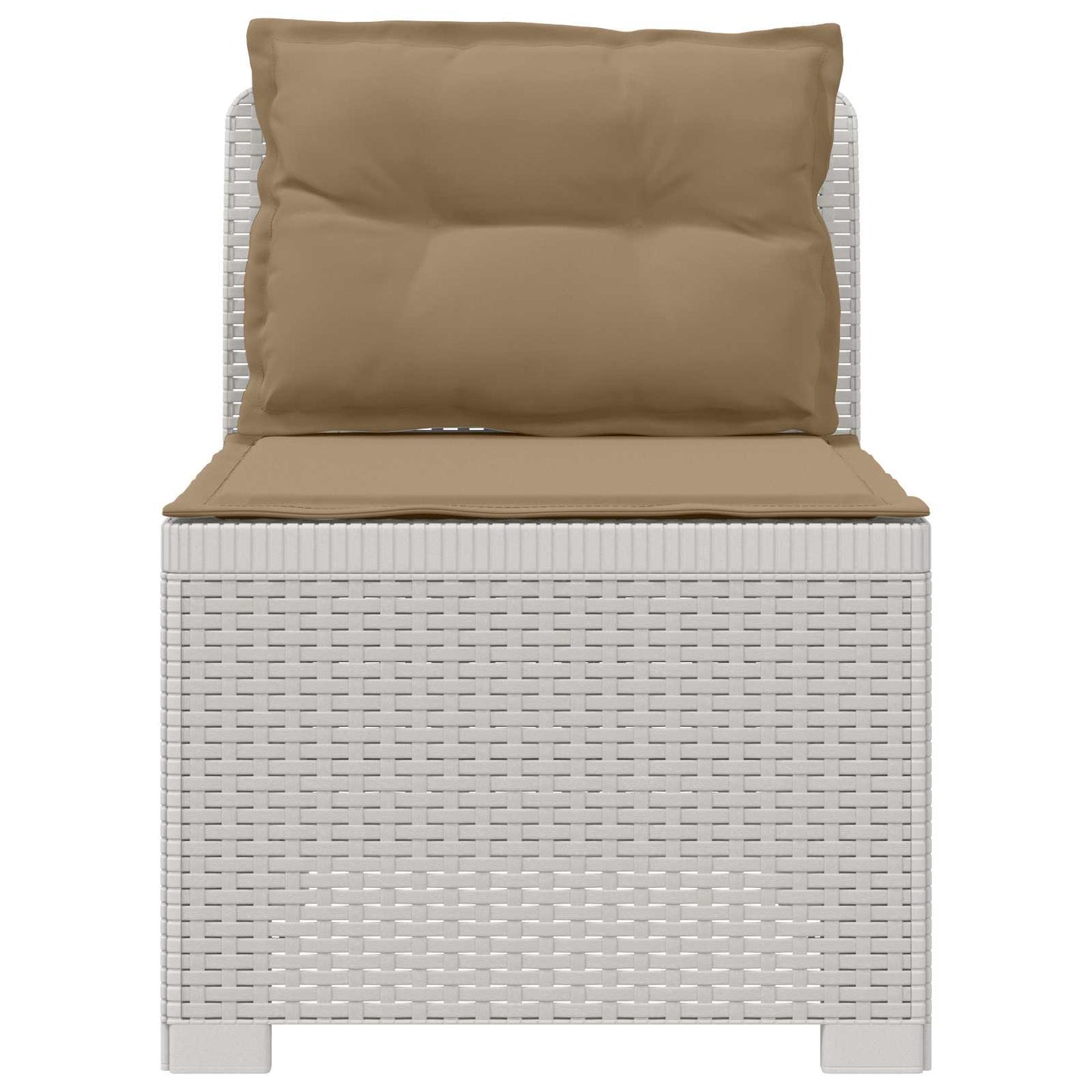 Eénpersoons Tuinbank met Kussens Rattan Look PP Wit