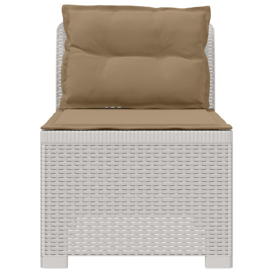Eénpersoons Tuinbank met Kussens Rattan Look PP Wit
