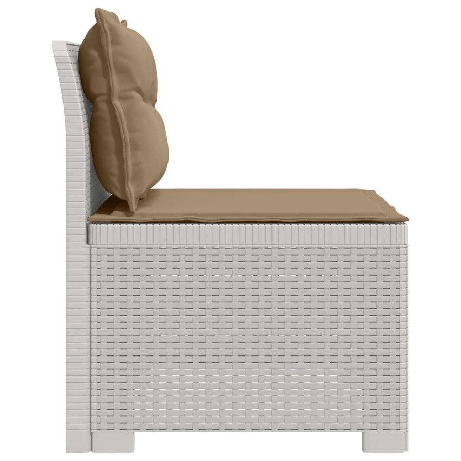 Eénpersoons Tuinbank met Kussens Rattan Look PP Wit