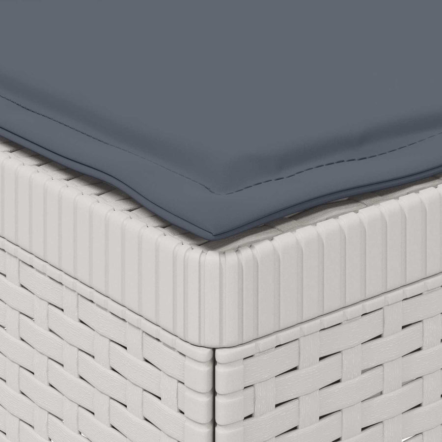 Eénpersoons Tuinbank met Kussens Rattan Look PP Wit