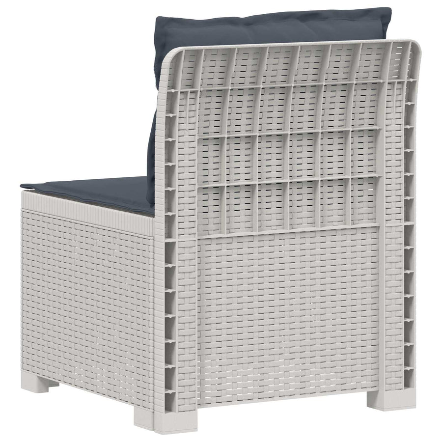Eénpersoons Tuinbank met Kussens Rattan Look PP Wit