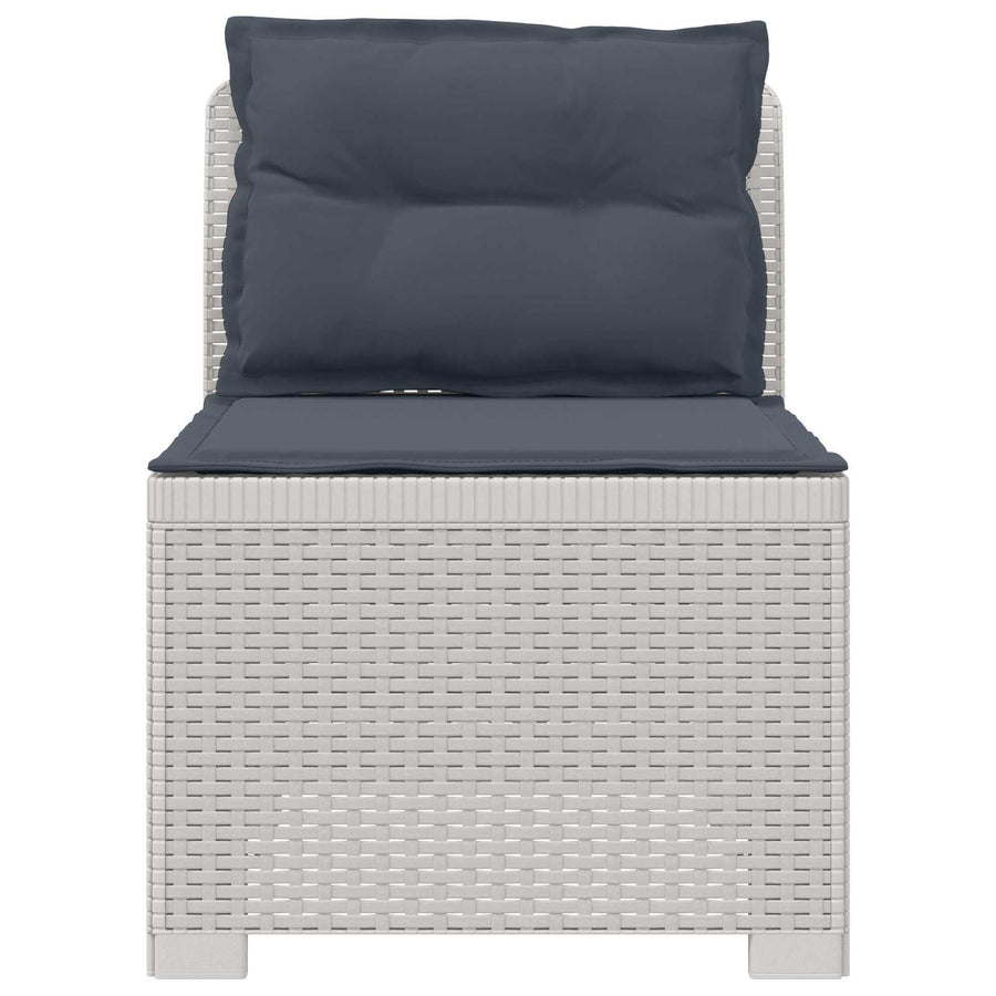 Eénpersoons Tuinbank met Kussens Rattan Look PP Wit
