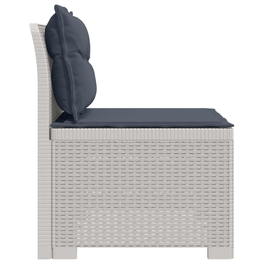 Eénpersoons Tuinbank met Kussens Rattan Look PP Wit
