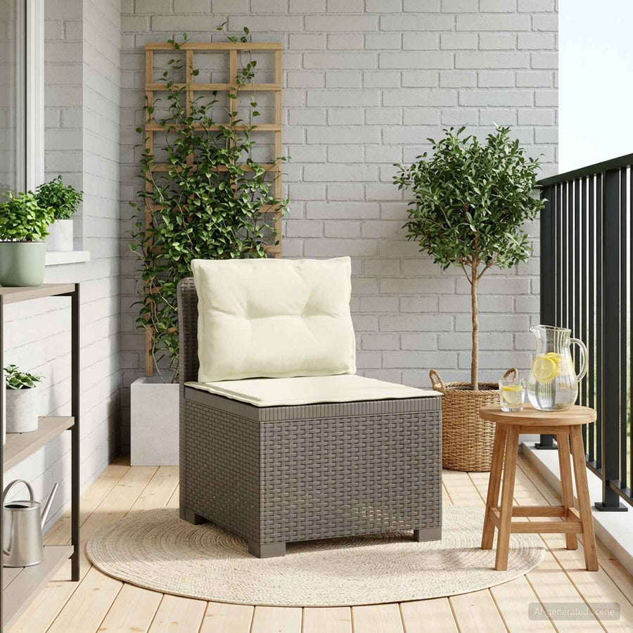 Eénpersoons Tuinbank met Kussens Rattan Look PP Lichtgrijs