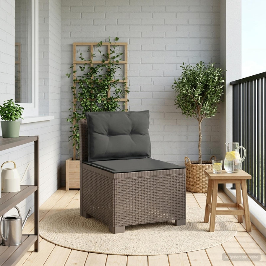 Eénpersoons Tuinbank met Kussens Rattan Look PP Lichtgrijs
