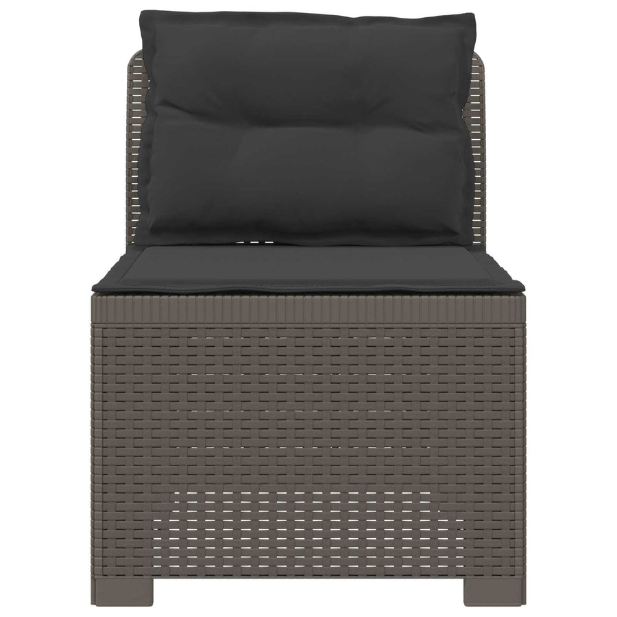 Eénpersoons Tuinbank met Kussens Rattan Look PP Lichtgrijs