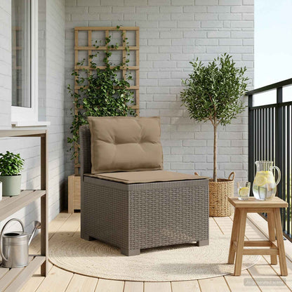 Eénpersoons Tuinbank met Kussens Rattan Look PP Lichtgrijs